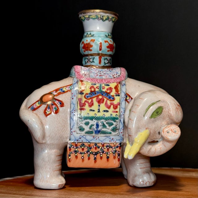 Early 20th Century Chinese Export Famille Rose Enameled Elephant