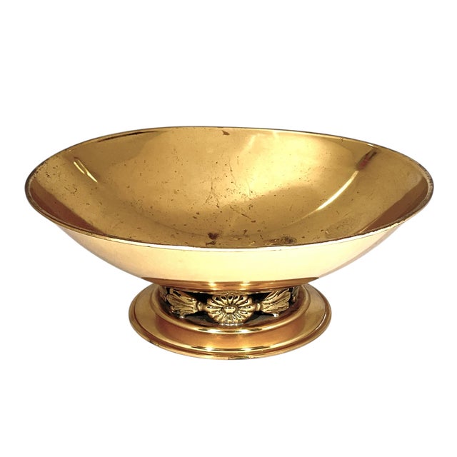 Mid-Century Modern 1940s Swedish Ystad Brass Pedestal Bowl For Sale - Image 3 of 8
