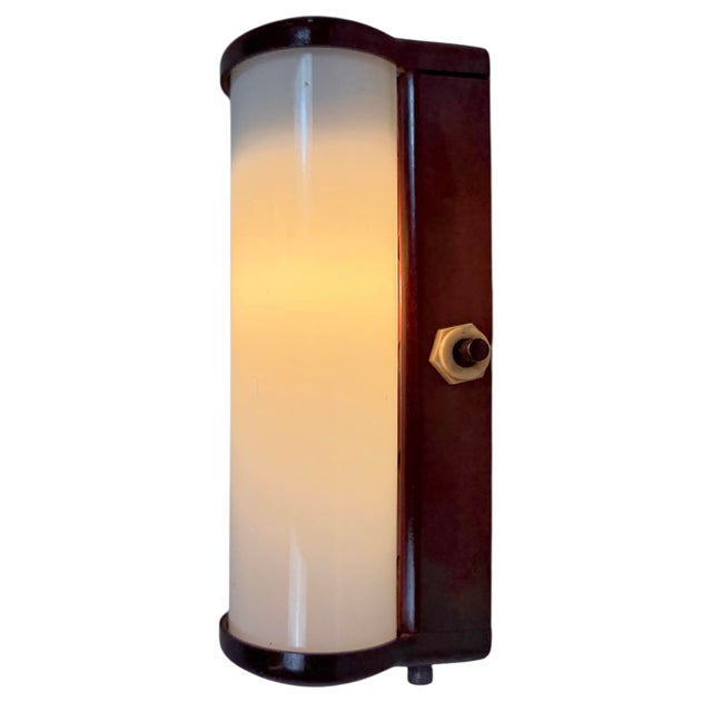 Industrial Brown Bakelite Wall Light with Milk Glass Shade from Elektrosvit, 1950s For Sale - Image 13 of 14