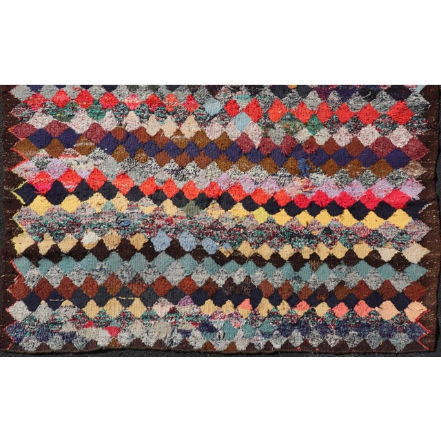 Measures: 5'5 x 5'10 Vintage Moroccan Rag Rug with Diamond Pattern in Multicolor Tones 5'5 x 5'10. Keivan Woven Arts /...