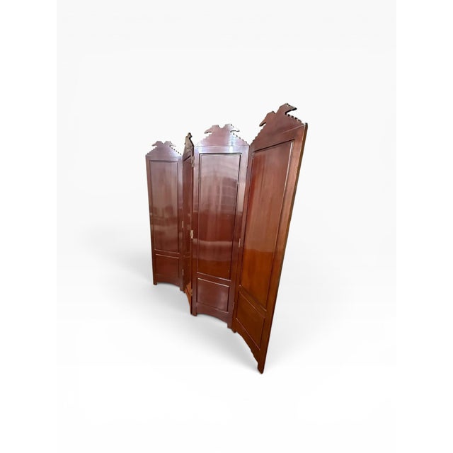Mid 20th Century Vintage Chinese Black Lacquer Folding Screen With Mother-of-Pearl Inlay For Sale - Image 5 of 8
