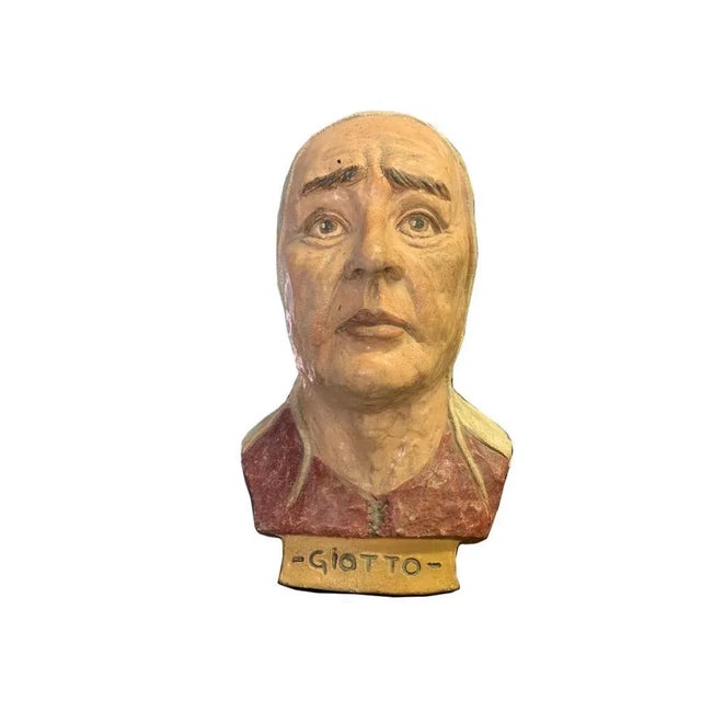 Ceramic Antique Italian Impruneta Terracotta Statue of Giotto Di Bondone | Hand-Painted Sculpture | Florence, Circa 1880 For Sale - Image 7 of 7