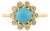 1.25ct Turquoise & Diamond Floral Vintage Cocktail Ring Size 4 in 14k Yellow Gold For Sale
