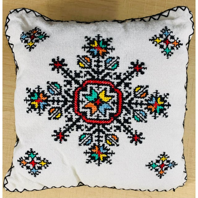 Hand Embroidered Boho Chic Small Compatible Pillows, Set of Four For Sale In New York - Image 6 of 11