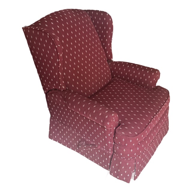 1970s Red Covered Reclining Rocking Chair For Sale