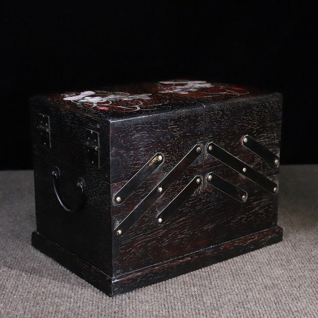Zitan Wood Expanding Box Inlaid With Mother-of-Pearl For Sale - Image 4 of 10