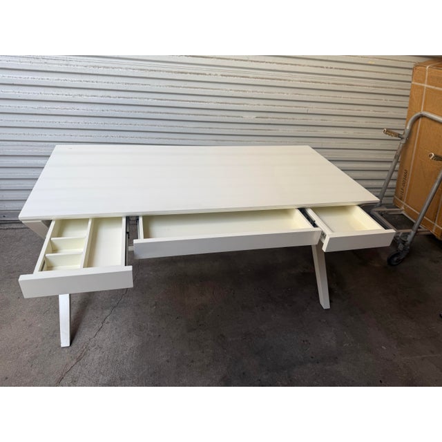Crate & Barrel Crate & Barrel Spotlight White X-Leg Desk 58" For Sale - Image 4 of 4