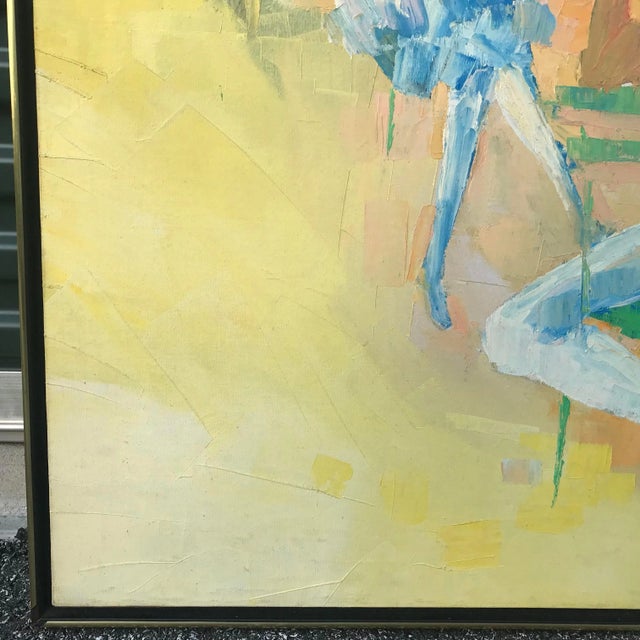 Mid-Century Modern 1960's Signed George Barrel Original Oil Painting of Ballerina Posing For Sale - Image 3 of 13