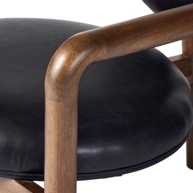 Four Hands Bria Chair, Heirloom Black Leather For Sale In Austin - Image 6 of 12