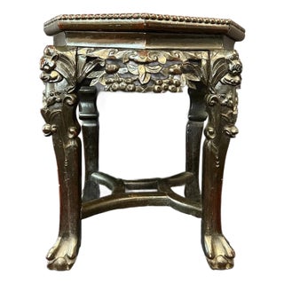 Early 20th Century Chinese Carved Teak Table For Sale