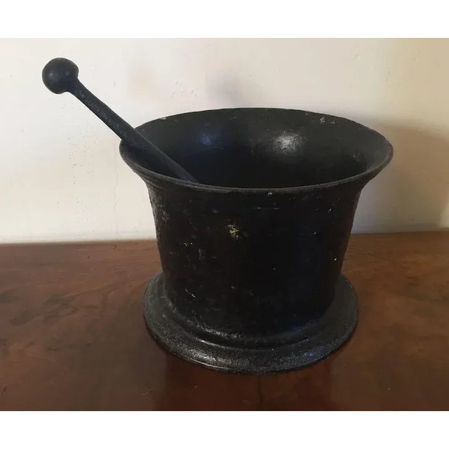 1860 American Cast Iron Pharmacy Mortar & Pestle For Sale - Image 4 of 11