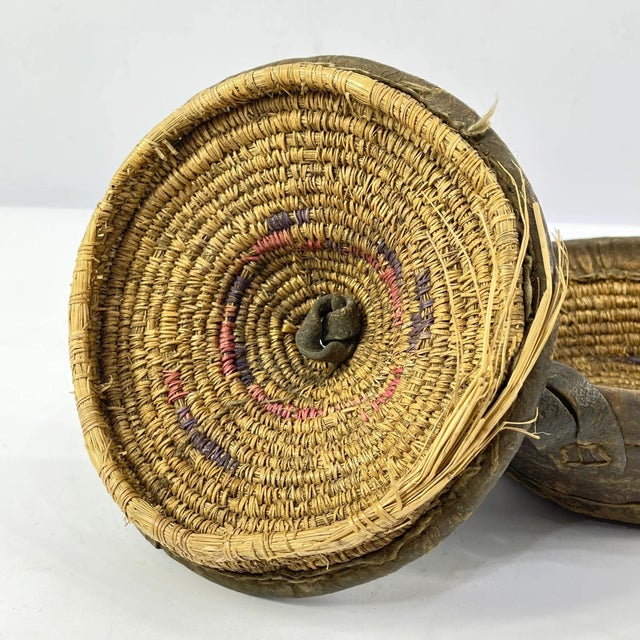 African Early 20th Century Lidded Leather Wrapped Lunch Box Ethiopia For Sale - Image 3 of 7