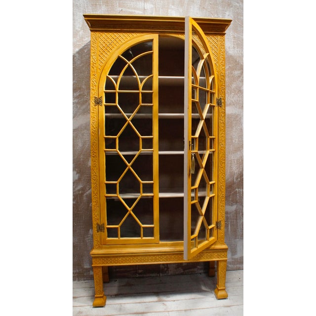 Metal Regency Ochre Astral Glazed Display Cabinet, 1820 For Sale - Image 7 of 12