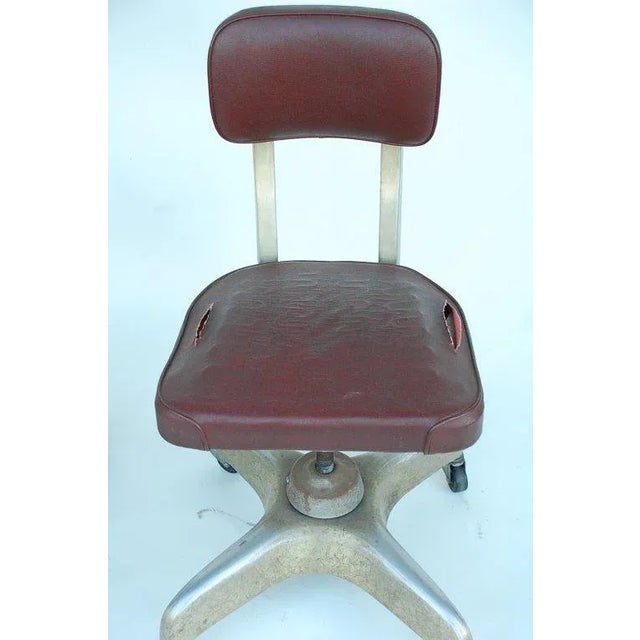 Vintage Mid Century Aged Industrial Office Swivel Chairs- A Pair For Sale In Los Angeles - Image 6 of 7
