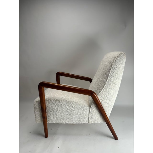 Wood Mid-Century Italian Armchair in Wood and Fabric in the style of Paolo Buffa, 1950 For Sale - Image 7 of 12