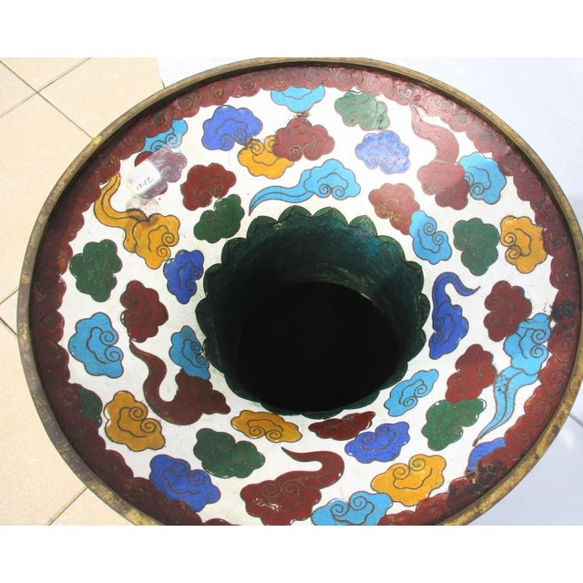 Massive Japanese Enamel Vase Late 19th Century For Sale - Image 11 of 13