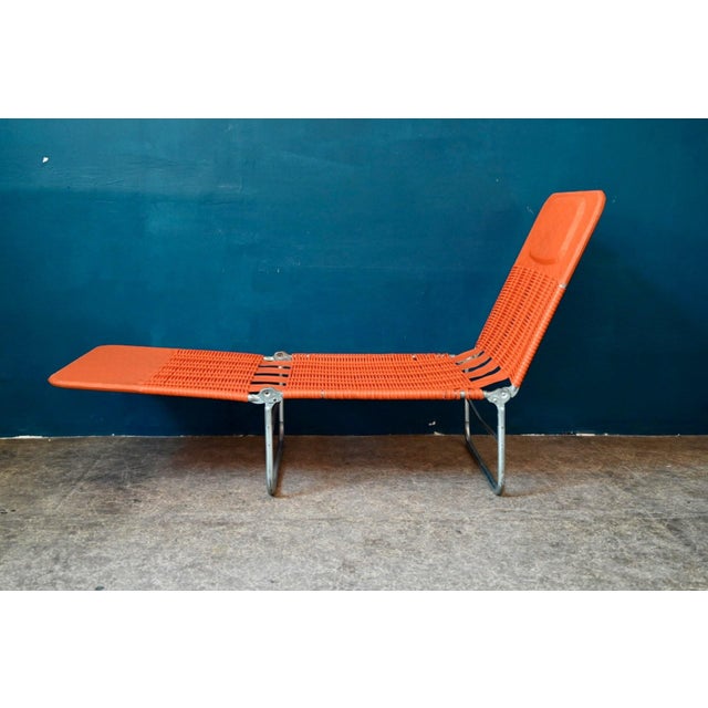 1960s Folding Deck Chair in Aluminum and Orange PVC by Kurz, 1960s For Sale - Image 5 of 18