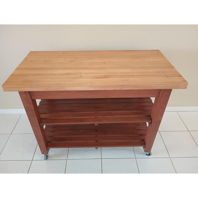 John Boos, Solid Oak Country Kitchen Professional Butcher Block Island For Sale In Miami - Image 6 of 16