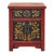 Oriental Red Black Doors Golden Flowers Graphic End Table Nightstand For Sale