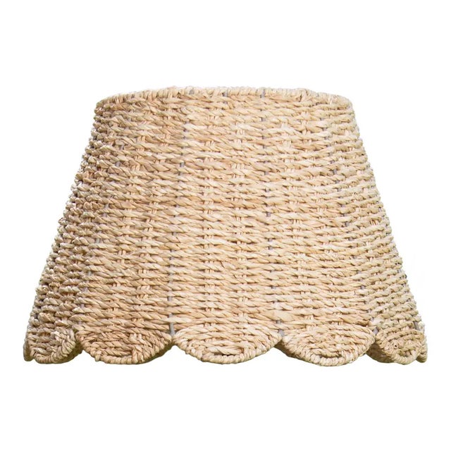 16" Maison Maison Large Scalloped Lamps Shade in Ivory Twisted Seagrass For Sale - Image 4 of 4