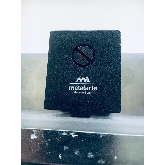 Vintage Modernist style design frosted glass sconce wall lamp by Metalarte. Made in Spain, 1980s. Halogen wall lamp with...