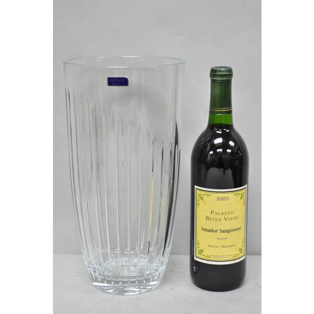 Marquis by Waterford 12" Tall Etched Round Lead Crystal Glass Flower Vase. Circa Late 20th Century, Pre-owned....