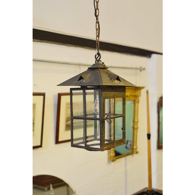 Arts & Crafts Wrought Iron Hall Lantern, 1910s For Sale - Image 4 of 12