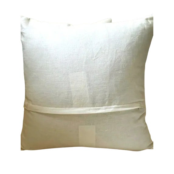 Gray Check Linen Pillow 20" x 20" Hidden Zipper in Back Knife Edge Finish Plush Feather Down Fill