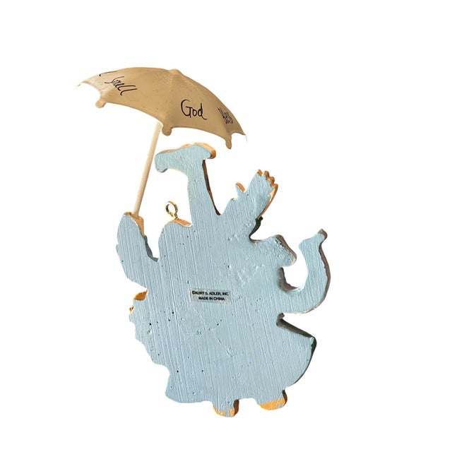 1980s Kurt Adler Noah's Ark Animals Umbrella Lion Giraffe Elephant Ornament For Sale - Image 4 of 5