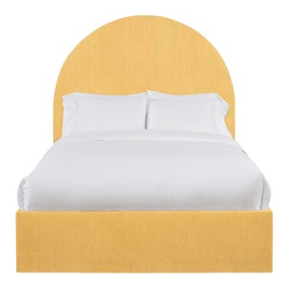 Poppy King Bedframe, Mustard Linen For Sale