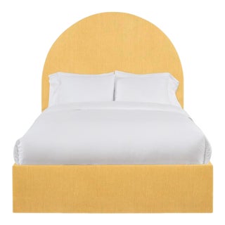 Poppy King Bedframe, Mustard Linen For Sale