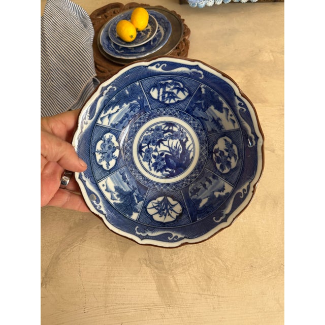 Andrea by Sadek Blue and White Chinoiserie Bowl 7.5 Inch Decorative Porcelain Dish For Sale In Chicago - Image 6 of 11