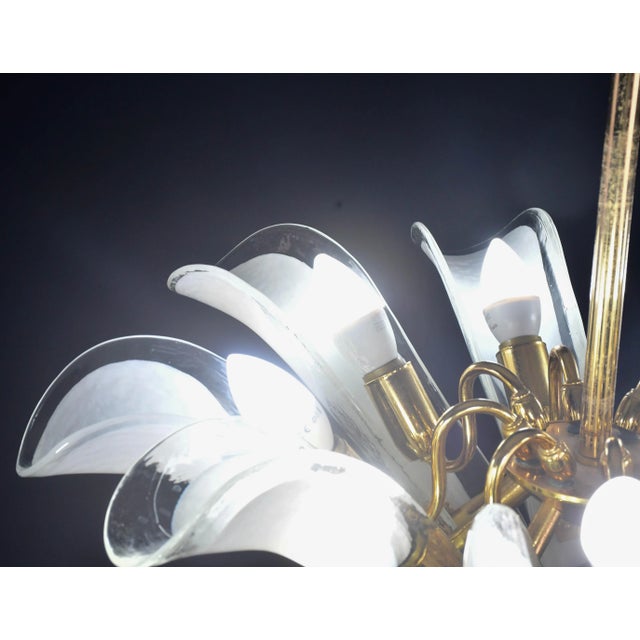 1970s Murano White Glass Petal Chandelier For Sale - Image 12 of 14
