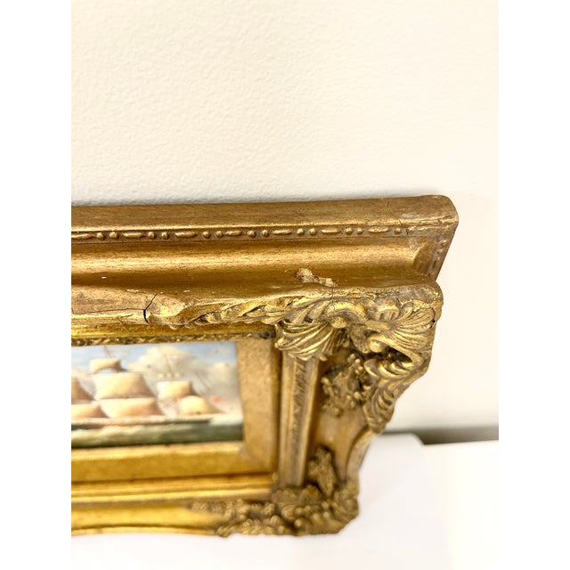 Gold Vintage Clipper Ship Painting: Ornate Heavy Gold Frame For Sale - Image 8 of 11