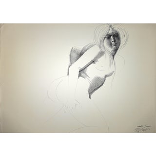 Emilio Greco, Nude China Ink Drawing, Contemporary Style, Signed, 1972, Unframed For Sale