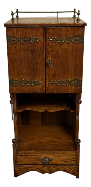 Antique Oak Sheet Music Cabinet With Flip Down Filing Cabinet