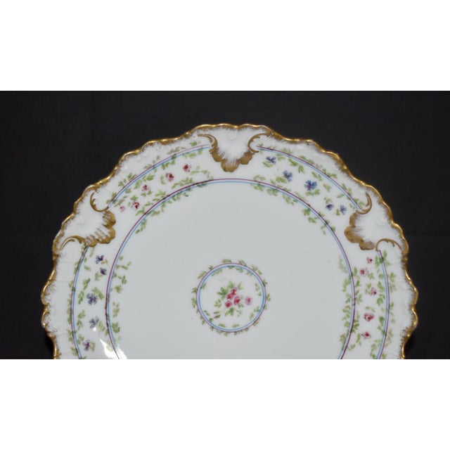 Limoges B and H France Floral Garlands Dinner Plate Brushed Double Gold For Sale - Image 13 of 15