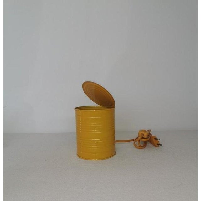 Blue and Yellow Tin Can Table Lamps from Vrieland Design, 1980s, Set of 2 For Sale - Image 3 of 4