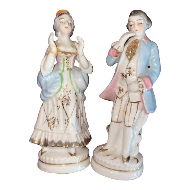 Beautiful 8” Antique Figurines Porcelain From Occupied Japan Ww2 For Sale