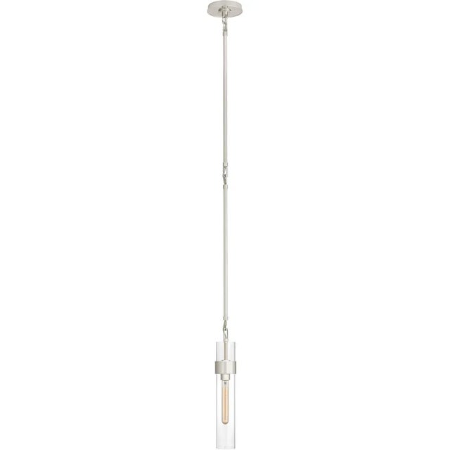 Modern Ian K. Fowler for Visual Comfort Signature Presidio Petite Tall Pendant in Polished Nickel with Clear Glass For Sale - Image 3 of 3