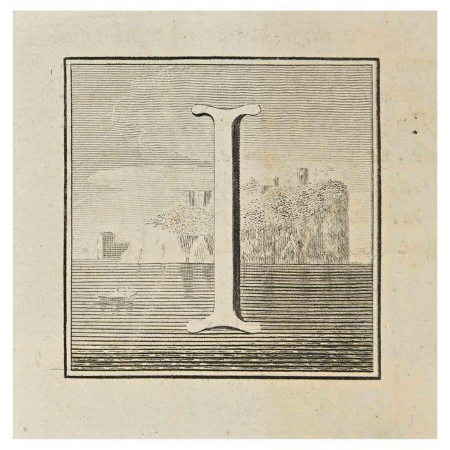 Luigi Vanvitelli, Letter of the Alphabet I, Etching, 18th Century For Sale