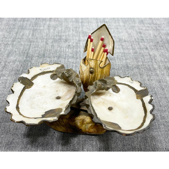 Mid 20th Century Vintage "Toledo" Shell Ashtray and Match Holder For Sale - Image 5 of 11