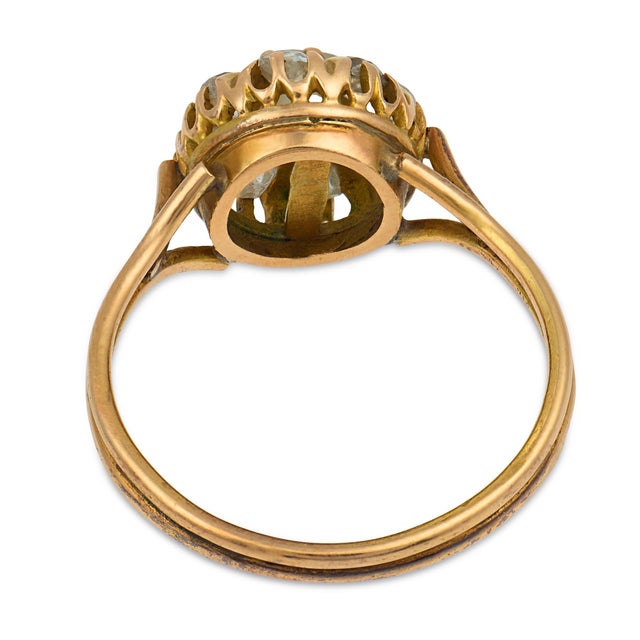 19th Century Victorian Old Mine Cut Diamond 18k Yellow Gold Cluster Ring, Size 6.75 For Sale In Los Angeles - Image 6 of 6