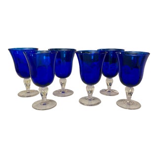 Cobalt Blue Crystal Wine Glasses For Sale