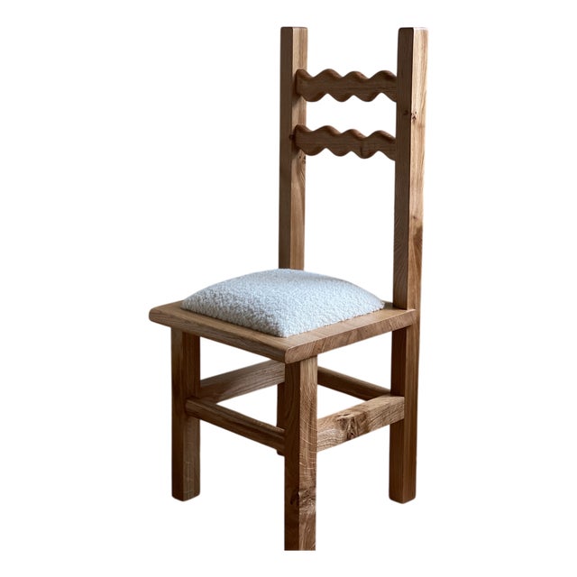 Sunday Chair in Oak and Cream Bouclé by Fosfeen For Sale