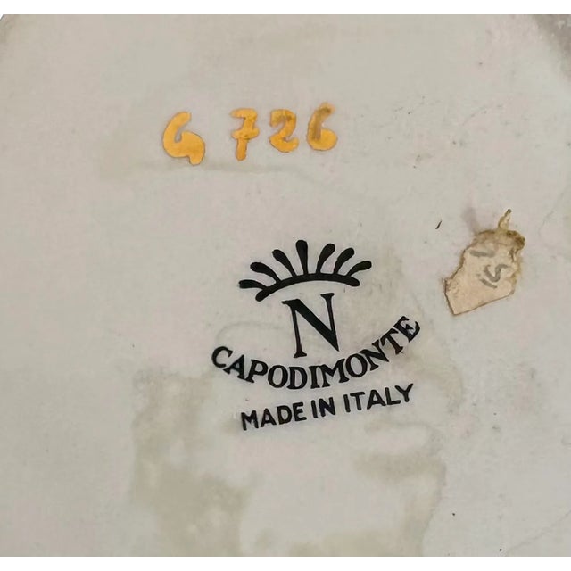 1950s-60s Capodimonte white/gold gilt cherub pedestal bowl/planter. Excellent condition.