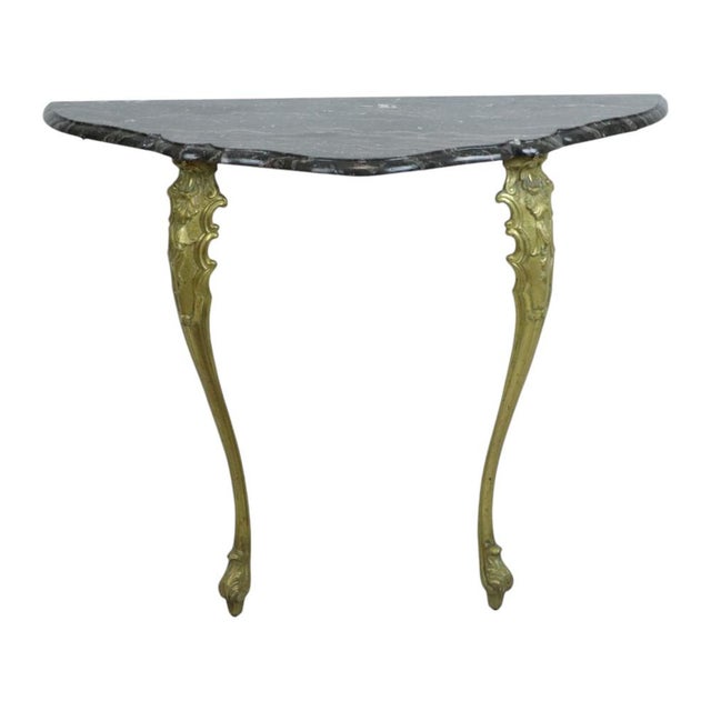 French Marble Console Table with Ornate Brass Legs, 1950s For Sale - Image 6 of 17