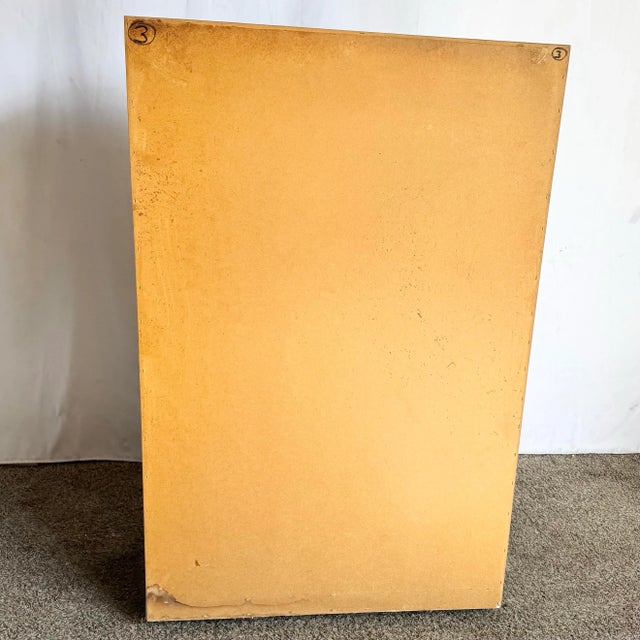 Postmodern Cream Laminate Highboy Dresser With Gold Accents For Sale - Image 9 of 10