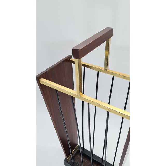 Vintage German Umbrella Stand in Dark Wood, 1960s For Sale - Image 10 of 11