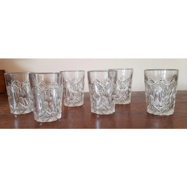 Vintage Cut Glass Butterfly Drinking Barware Set Glasses For Sale - Image 10 of 13